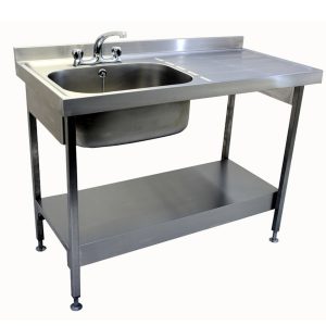 Pland Burgundy catering sink in stainless steel with adjustable stand, spacious bowl, and ergonomic working height. Ideal for commercial and domestic kitchens.