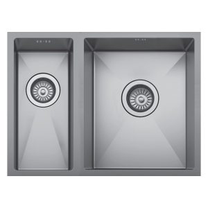 Scott & James 590mm undermount 1.5 bowl sink in handmade stainless steel with polished finish.