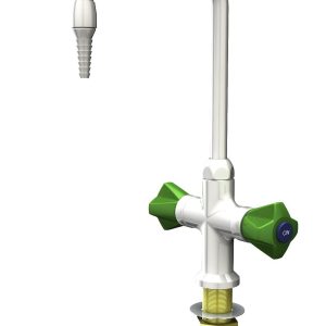 WaterSaver BT414 laboratory mixer tap with forged brass body, EN 13792 compliant handles, and convertible gooseneck with anti-splash outlet.