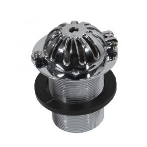 Chrome plated brass 2 inch BSP domed waste with hinged domical cover and slotted screw, suitable for floor-standing urinals.