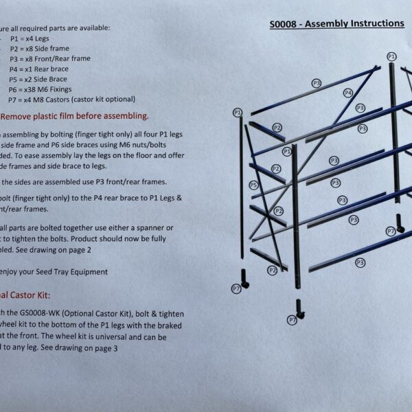 " Stainless Steel Greenhouse staging assembly instructions".