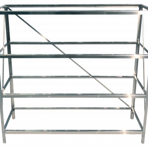 "4 tier stainless steel greenhouse staging seed tray stand made in the UK – durable, weather-resistant plant shelving for indoor and outdoor use"