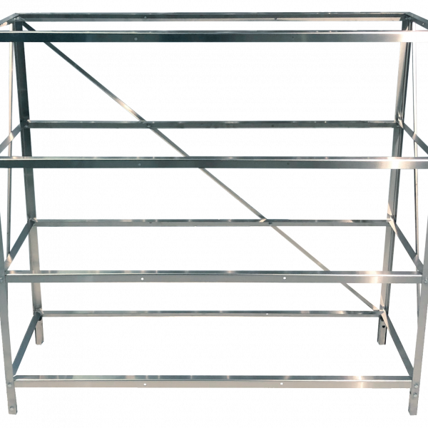 "4 tier stainless steel greenhouse staging seed tray stand made in the UK – durable, weather-resistant plant shelving for indoor and outdoor use"