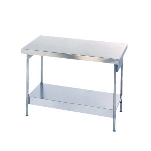"Pland stainless steel 304 island table with undershelf and adjustable feet for indoor or outdoor kitchen use"