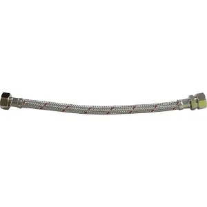 Mechline CaterConnex stainless steel braided tap hose with ½-inch x 15mm connectors, shown in 300mm and 500mm lengths.