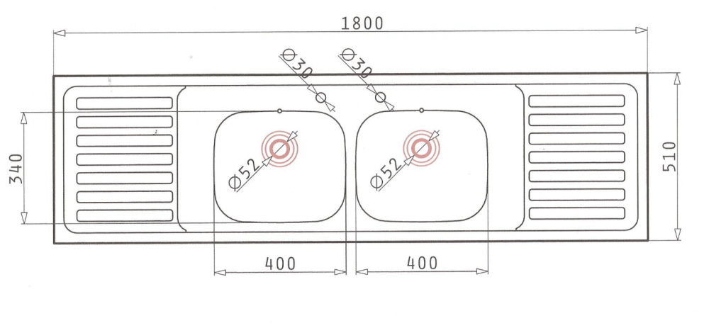 1800 Double Bowl Double Drainer Inset Sink – Scott & James - Image 2